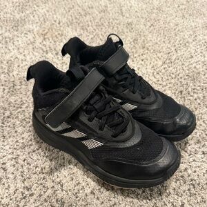 Kids Adidas Black Athletic Sneakers with Velcro Strap, Size 3